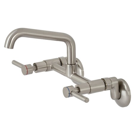 Kingston Brass KS823SN Concord Two-Handle Wall-Mount Kitchen Faucet, Brushed Nickel KS823SN